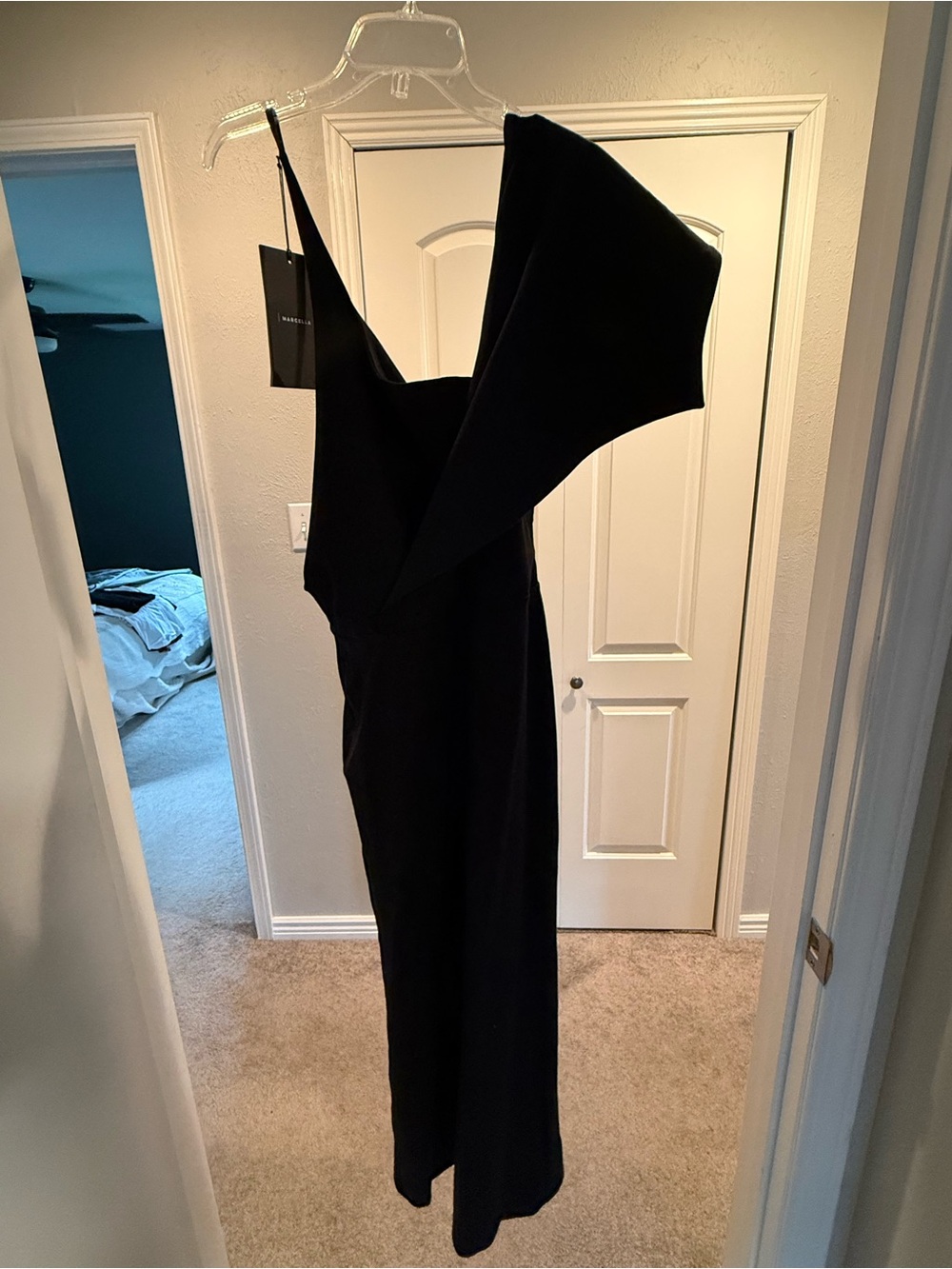 One-Shoulder Black Midi Dress - Picture 3 of 4